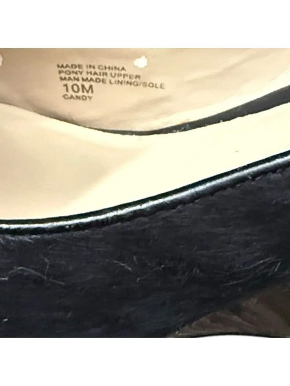 INC International Concepts Women’s Size 10M Black Pony Hair Wedge Heels